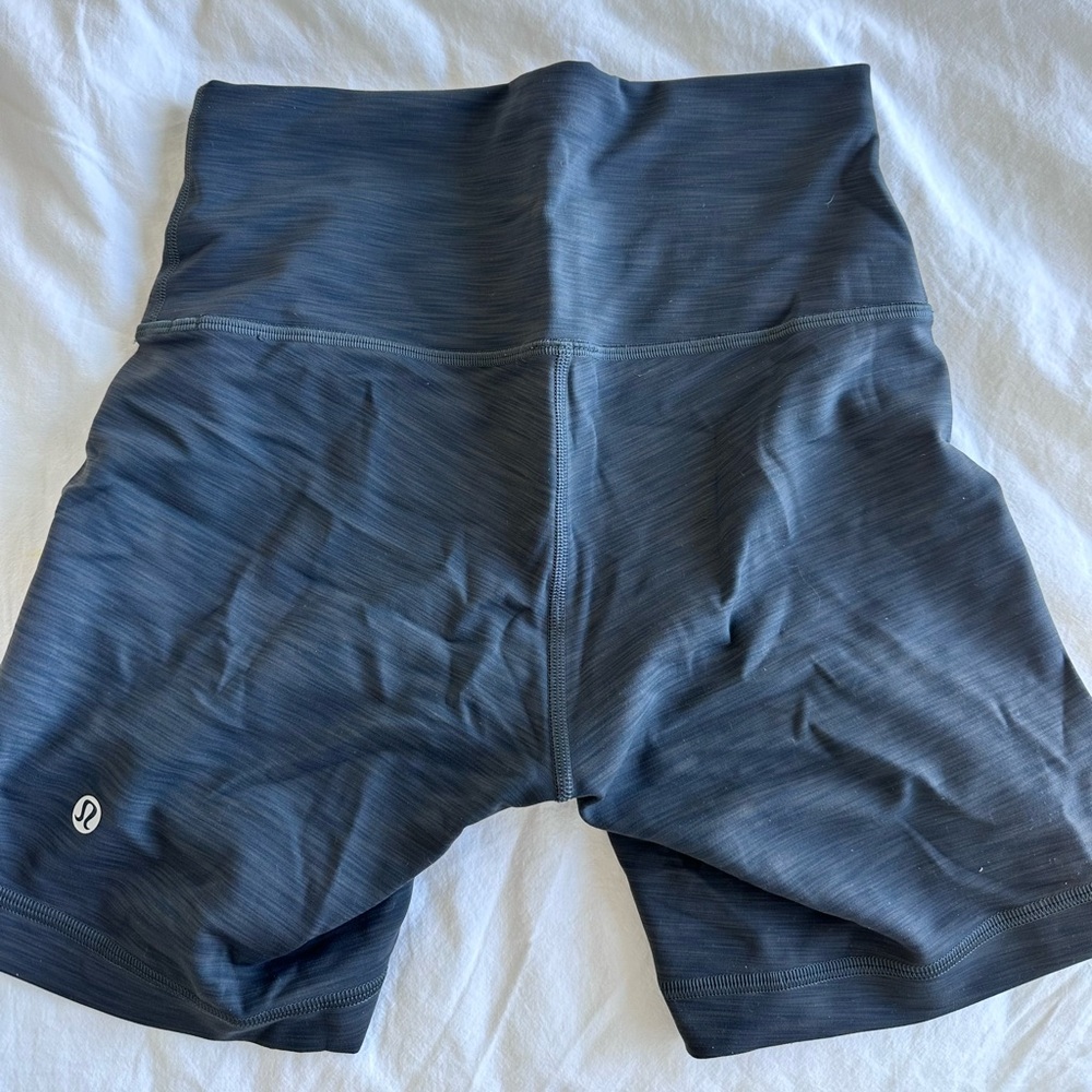 Lululemon Blue/Dark Grey High-Waisted Biker Shorts